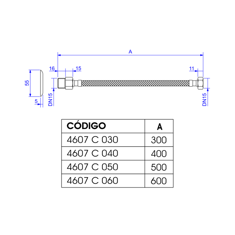 ENGATE FLEXIVEL MALHA DE ACO