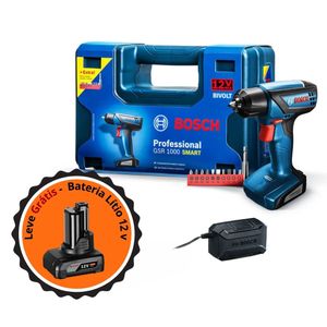 KIT FURADEIRA E PARAFUSADEIRA GSR 1000 SMART BOSCH + BATERIA 12V GRÁTIS